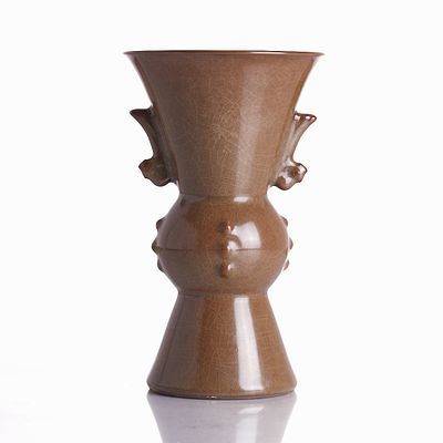 A Gu Vase with Teadust Glaze China, probably 18th century. Ceramic, glazed, teadust glaze with 