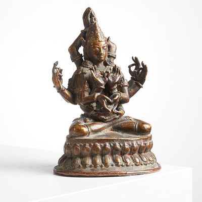 A Rare Bronze Figure of Manjushri Namasangiti Himalayan Region / Nepal, probably 18th century. 