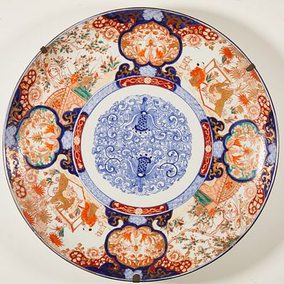 Massive Japanese Imari Bowl Japan, Meiji Period. Porcelain, glazed. Imari decor. Diameter: 54.5 