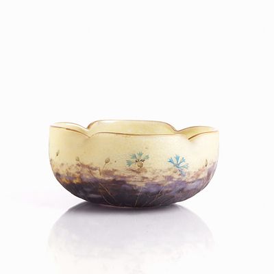 Quatrefoil Bowl - Cornflower. Daum Fréres & Cie, Verreries de Nancy, before 1890. Quatrefoil 