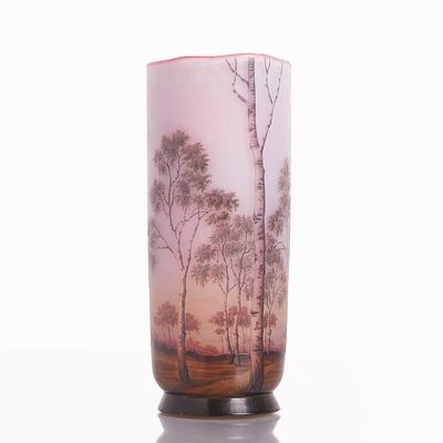 Vase Mauve Landscape - Birch Forest. Daum Frères, Nancy 1905-1910. Vase Mauve Landscape - Birch 