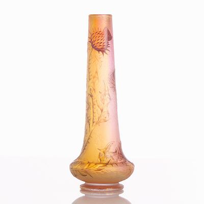 Narrow-necked Vase - Thistles of Lorraine. Daum Frères, Nancy 1890-1895. Narrow-necked Vase - 
