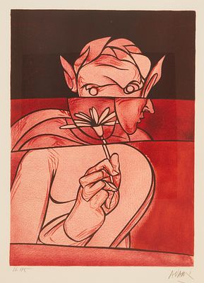 Valerio Adami 1935 Bologna - "Fauno con fiore" - (1989) Color lithograph/paper. 26/175. 50 x 36 
