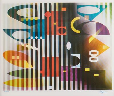 Yaacov Agam 1928 Rishon LeZion - Petit Secret - Agamograph, color serigraph. 48/99. 32.3 x 37.9 