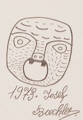 Josef Bachler 1914 Vienna - 1979 Vienna - Face - Pencil/paper on cardboard. 15 x 10.5 cm. Dated 