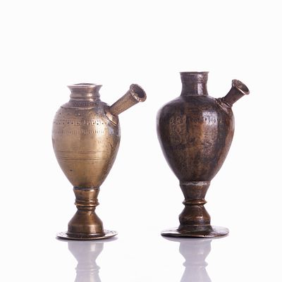 Two Antique Hookah Bases Northern India, probably Late Mughal period (from approx. 1550/1600). 