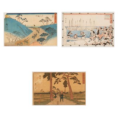 Three Ukiyo-e Woodblock Prints by Ando Hiroshige 
. Three Ukiyo-e woodblock prints by Ando 