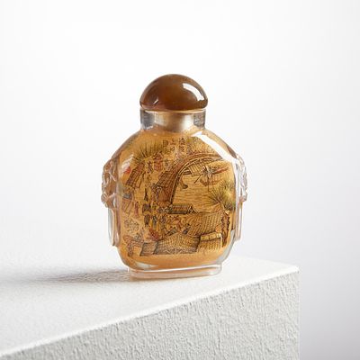 Chinese Snuff Bottle with Inside Painting China, probably 20th century. Glass with internal 