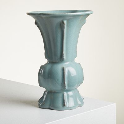 Ru-Style Celadon Vase China, probably 19th - 20th century. Porcelain, fully blue glazed, with a 