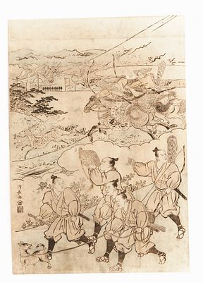 Ukiyo-e. Woodblock Print by Kiyonaga TORII Japan, Edo period, 1752-1815. - Hunting Scene - 