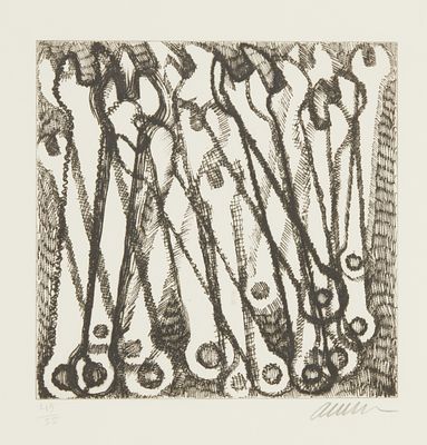 ARMAN 1928 Nice - 2005 New York - Wrench - Etching/paper. 49/55. 18.5 x 18.5 cm, 24 x 23.5 cm 