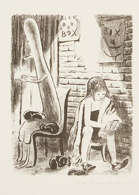 Tilo Baumg&auml;rtel 1972 Leipzig - lives and works in Leipzig - Kick Box - (2011) Lithograph/paper. 