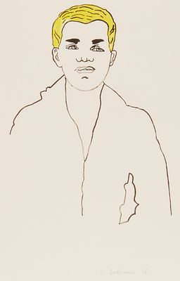 Ingrid Beckmann 1954 Hamburg - Figure with yellow hair - (1998) Color lithograph/paper. 32 x 23 