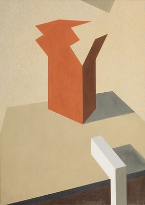 Wilhelm Beuermann 1937 Berlin - 2006 Hanover - "Still life with red cardboard" - (1991) 