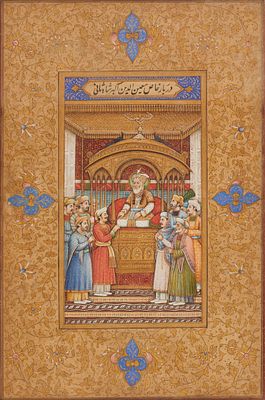 The Mughal Emperor Shah Alam II (reigned 1759-1806) in a court assembly Delhi, India, probably 