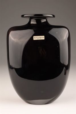 Kosta Boda Kjell Engman Amethyst Shoulder Vase. Signed on base. 7 inches H. Condition: Although 