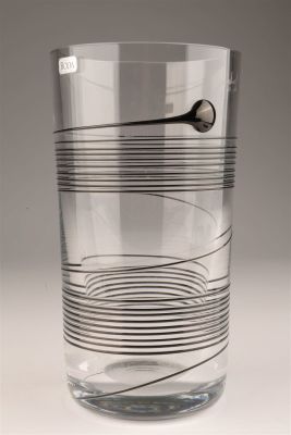 Signed Mod Bertil Vallien Kosta Boda SPIN Vase. Signed Modernist Art Glass Bertil Vallien Kosta 