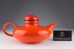 Rare Inger Persson Rorstrand Orange Pop Teapot with original strainer. 10 inches L x 6.5 W x 6 Image - 5