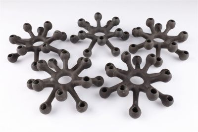 5 Jens Quistgaard Dansk Spider Iron Candlesticks. Set of 5 Jens Quistgaard Dansk Spider Cast 