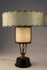 Pair Small MCM Lamps With Fiberglass Shades. Pair Small Mid Century Modern Lamps With Whipstitch Image - 3