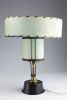 Pair Small MCM Lamps With Fiberglass Shades. Pair Small Mid Century Modern Lamps With Whipstitch Image - 4