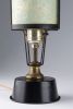 Pair Small MCM Lamps With Fiberglass Shades. Pair Small Mid Century Modern Lamps With Whipstitch Image - 5