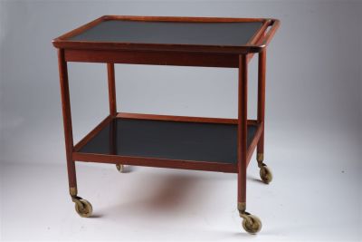 MCM Danish Teak Ludvig Pontoppidan Bar Cart. Mid Century Modern Danish Teak Ludvig Pontoppidan 