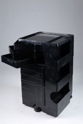 MOD Black Boby Trolley by Joe Colombo Bieffeplast. Space Age MOD Black Boby Trolley by Joe 