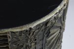 Large Brutalist Goop Drum Table By Adrian Pearsall. Bronzed patina textured with goop in a Image - 4