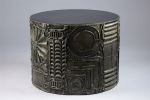 Large Brutalist Goop Drum Table By Adrian Pearsall. Bronzed patina textured with goop in a Image - 5