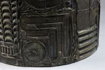 Large Brutalist Goop Drum Table By Adrian Pearsall. Bronzed patina textured with goop in a Image - 7