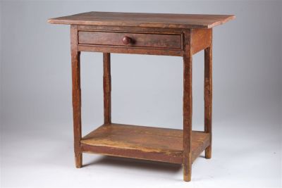Newfoundland 2 Tier Painted Pine Table C. 1850s. Newfoundland 2 Tier Pine Table Original Paint c 
