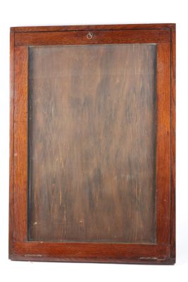 Antique Oak Lobby Marquis Poster Display Cabinet. 42.25 inches H x 30 W, interior measures 