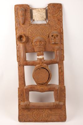 African Chokwe Carved Wood Panel. 53" x 22"