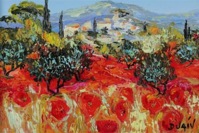 Eugene Viaud DUAIV Oil Painting Coquelicots. Eugene Viaud DUAIV (French American, b. 1952) 