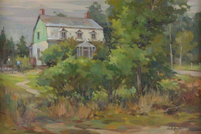 Umberto Bruni Oil Painting Que Farmhouse Landscape. Umberto Bruni R.C.A. (1914 - 2021) Oil 