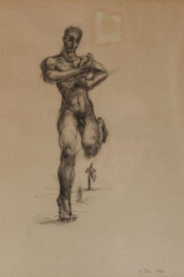 Norman McLaren 1946 Abstract Figural Sketch. Norman McLaren (Canadian, 1914 - 1987) Unsigned 