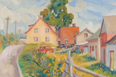 Liliane Fournier Oil Painting Village Landscape. Liliane Fournier (Canadian, b. 1942) Oil 