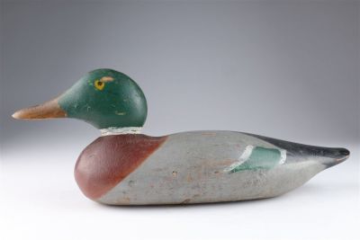 Mason Duck Decoy Mallard Drake Original Paint. Carved Wood Mason Duck Decoy Mallard Drake with 