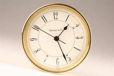 Tiffany and Co Round Brass Desk Clock Swiss made Quartz movement monogramed J. W. O. Scholastic 
