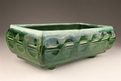 Mid Century Green Ceramic Planter USA. Mid Century Cookson Pottery USA Green Footed Ceramic 