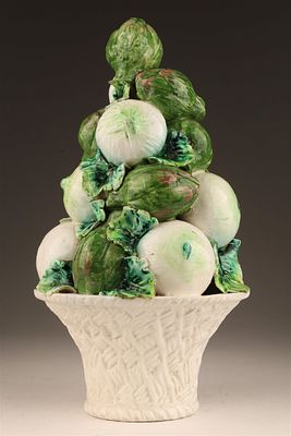 MCM Italian Onion and Artichoke Finial Topiary. Mid Century Italian Onion and Artichoke Finial 