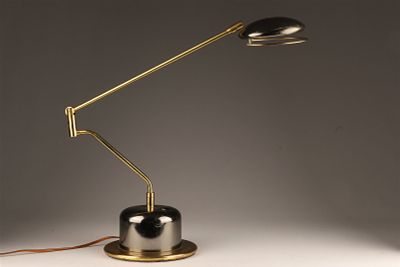 Modernist Chrome Brass Articulated Piano Lamp. Mid Century Modernist Chrome Brass Articulated / 