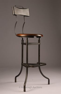 Rare 1920s Industrial Stool by Eugene Dietzgen. Rare 1920s Everhold Automatic Industrial Stool 