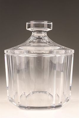 Art Deco Orrefors Sweden Cut Crystal Jar. Art Deco Style Orrefors Sweden Cut Crystal Covered 