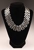 Mexican Taxco Heavy Sterling Linked Bib Necklace. Taxco finely crafted heavy sterling silver Image - 2