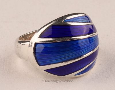 David Andersen Norway Modernist Enamel Ring. David Andersen Silversmiths of Norway modernist 