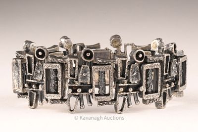 Mid Century 1970s Guy Vidal Brutalist Cuff Bracelet. Mid Century 1970s Guy Vidal Brutalist 