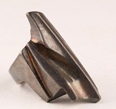 Modernist Brutalist Sterling Silver Ring Bjorn Weckstrom for Lapponia Finland, Size 5. Modernist 