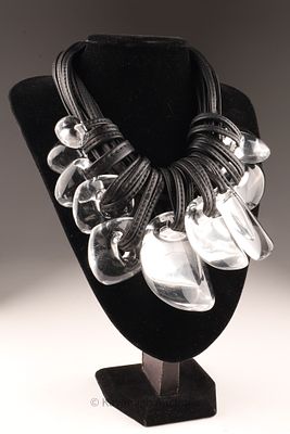 Monies Denmark Clear Acrylic Leather Statement Necklace. Monies Denmark Gerda Lynggaard 